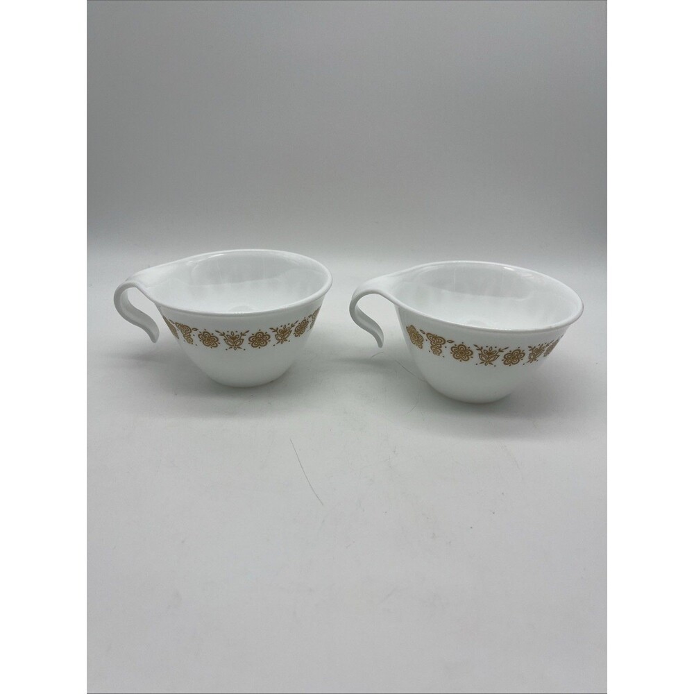 Corelle Gold Butterfly Coffee/Tea Mugs/Cups With Hook Handles, Set Of 2